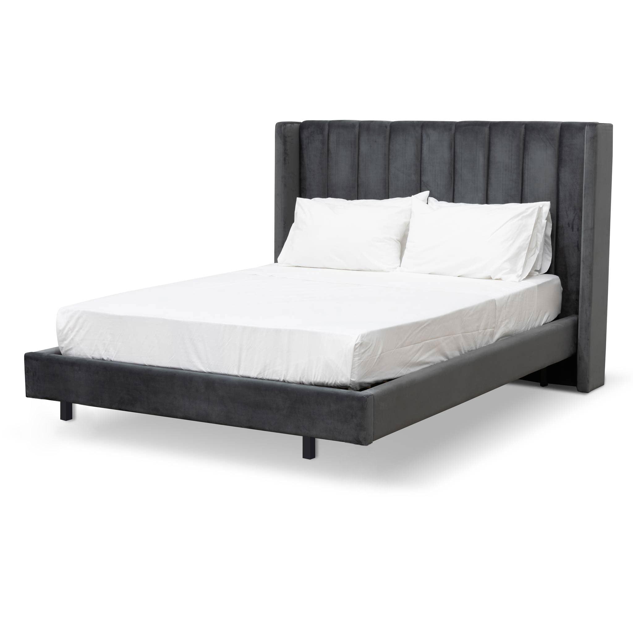 CBD8101-MI King Bed Frame - Charcoal Velvet - Furniture Castle