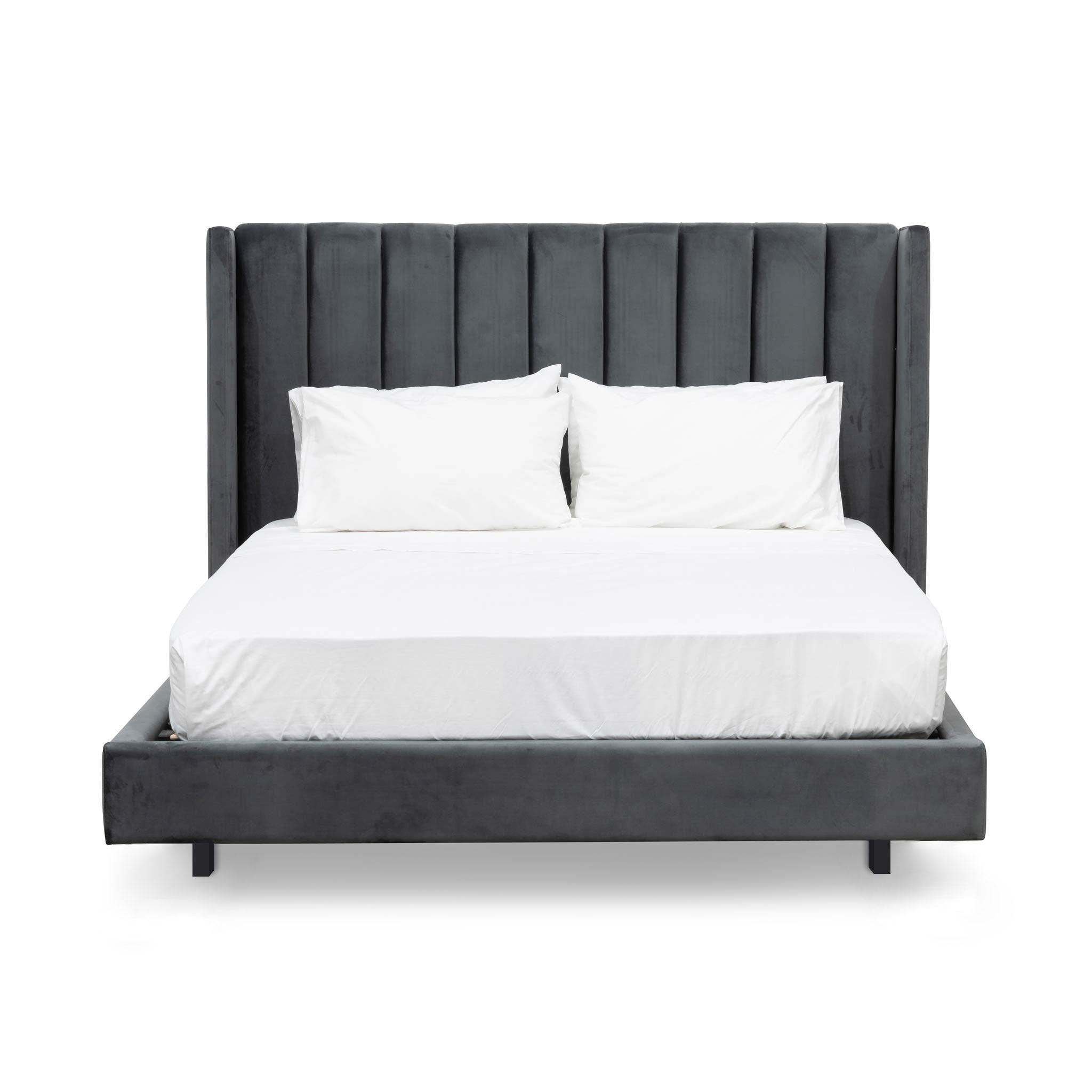 CBD8101-MI King Bed Frame - Charcoal Velvet - Furniture Castle