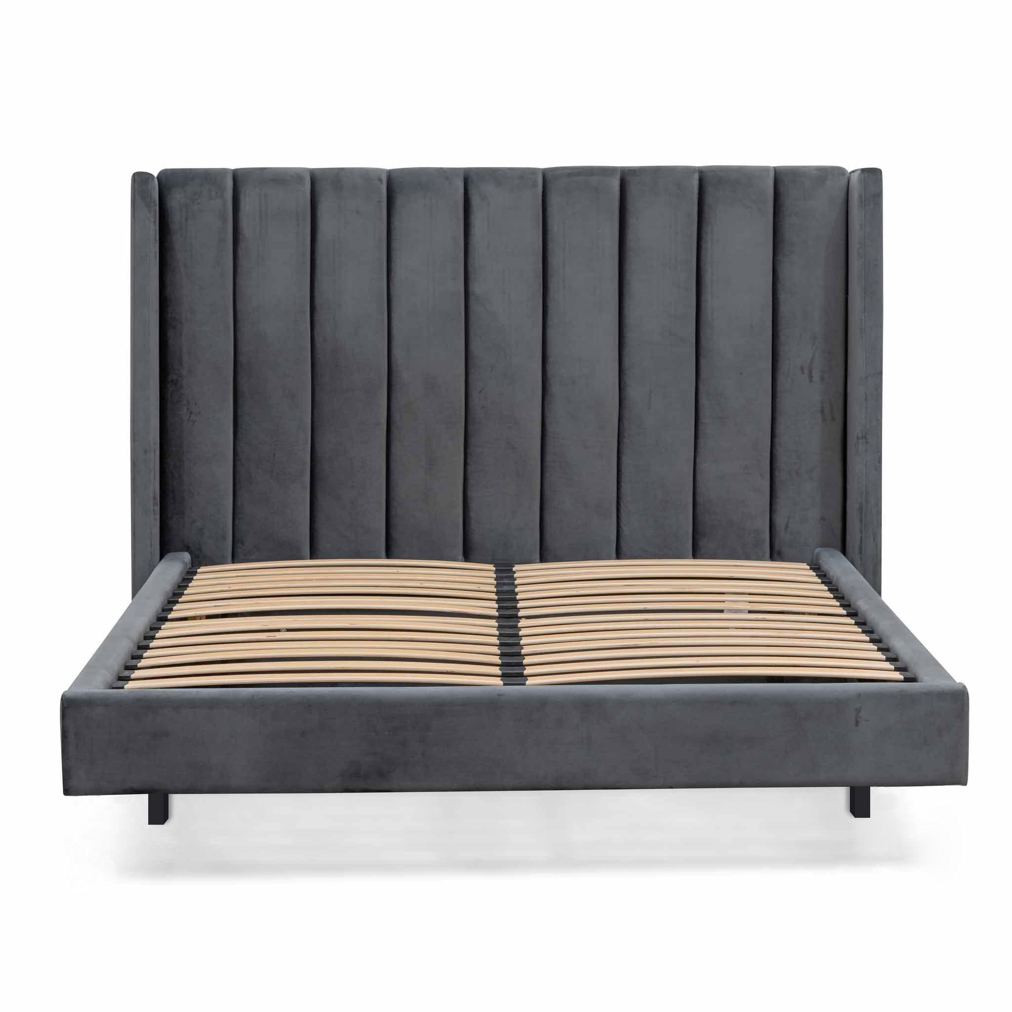 CBD8101-MI King Bed Frame - Charcoal Velvet - Furniture Castle