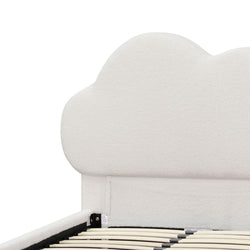 CBD8185-YO Single Bed Frame - Beige White Fleece - Furniture Castle