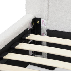 CBD8185-YO Single Bed Frame - Beige White Fleece - Furniture Castle