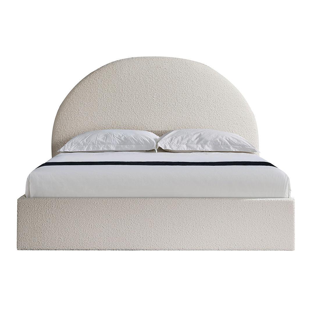 CBD8363-YO King Sized Bed Frame - Ivory White Boucle with Storage - Furniture Castle