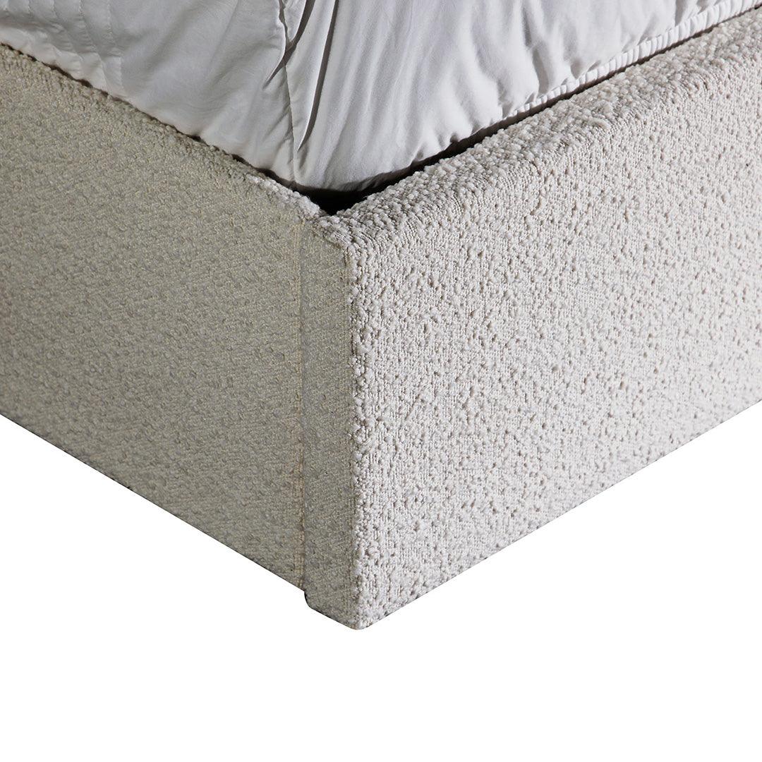 CBD8363-YO King Sized Bed Frame - Ivory White Boucle with Storage - Furniture Castle