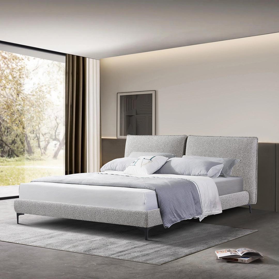 CBD8365-YO Fabric Queen Bed Frame - Olive Brown Boucle - Furniture Castle