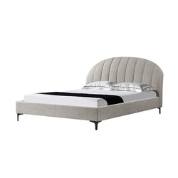 CBD8394-YO Fabric Queen Bed Frame - Olive brown boucle - Furniture Castle