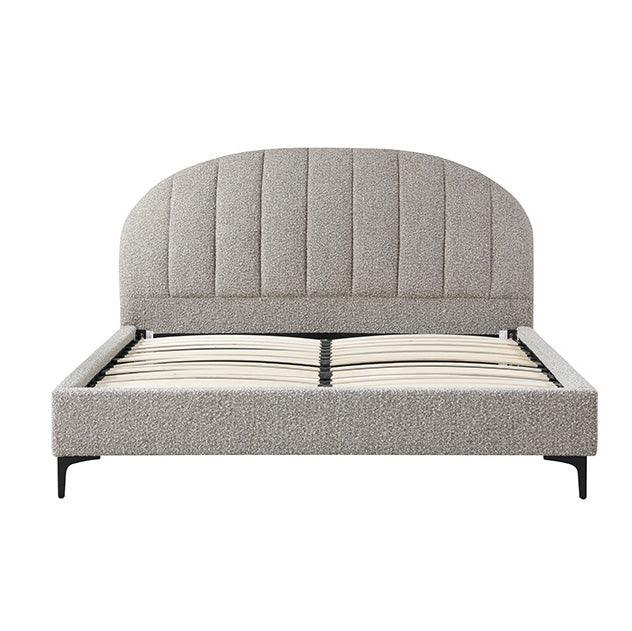 CBD8394-YO Fabric Queen Bed Frame - Olive brown boucle - Furniture Castle