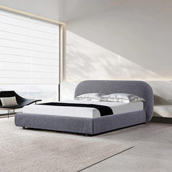CBD8398-YO King Bed Frame - Charcoal Pepper Boucle - Furniture Castle