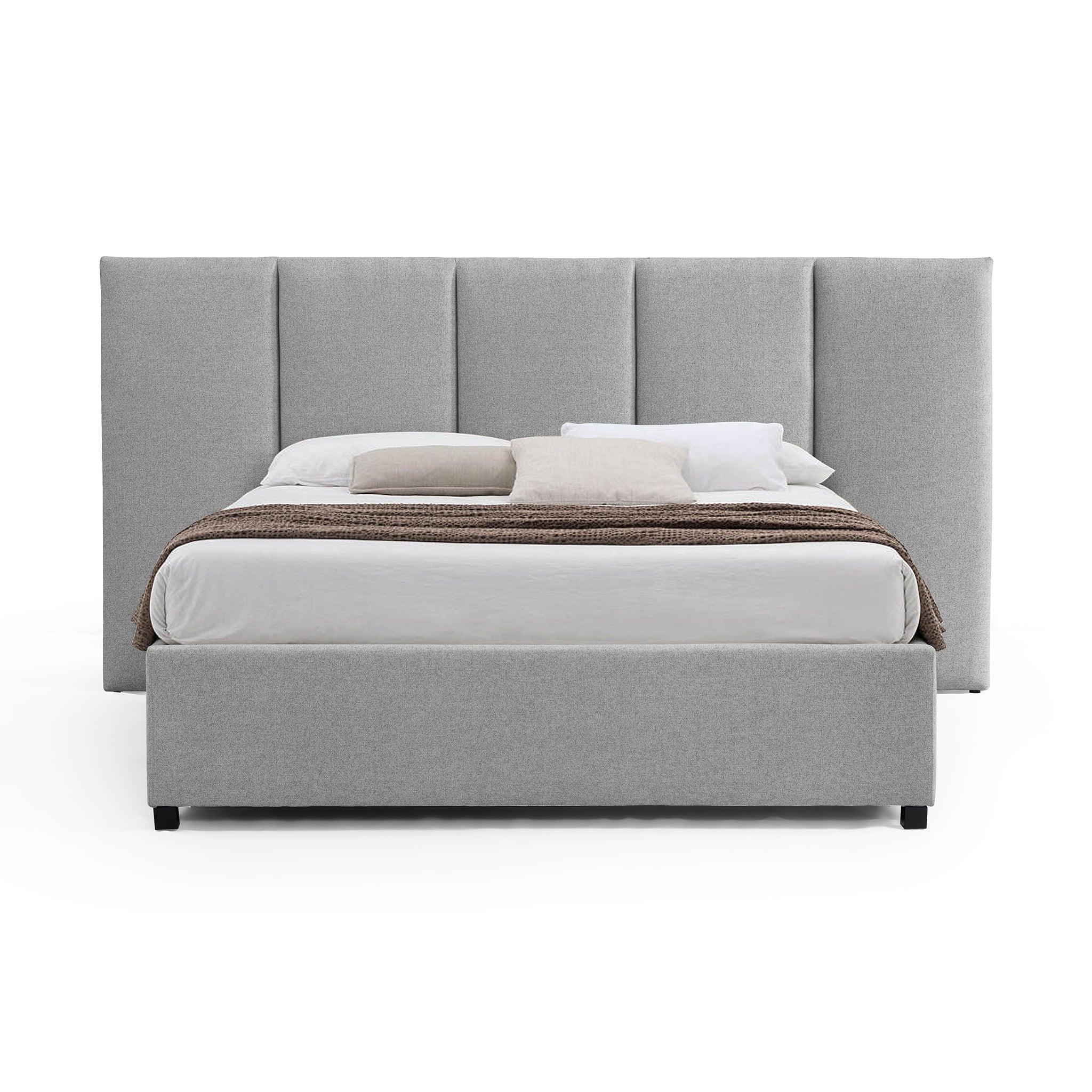 CBD8545-MI Queen Sized Bed Frame - Spec Grey with Storage - Furniture Castle