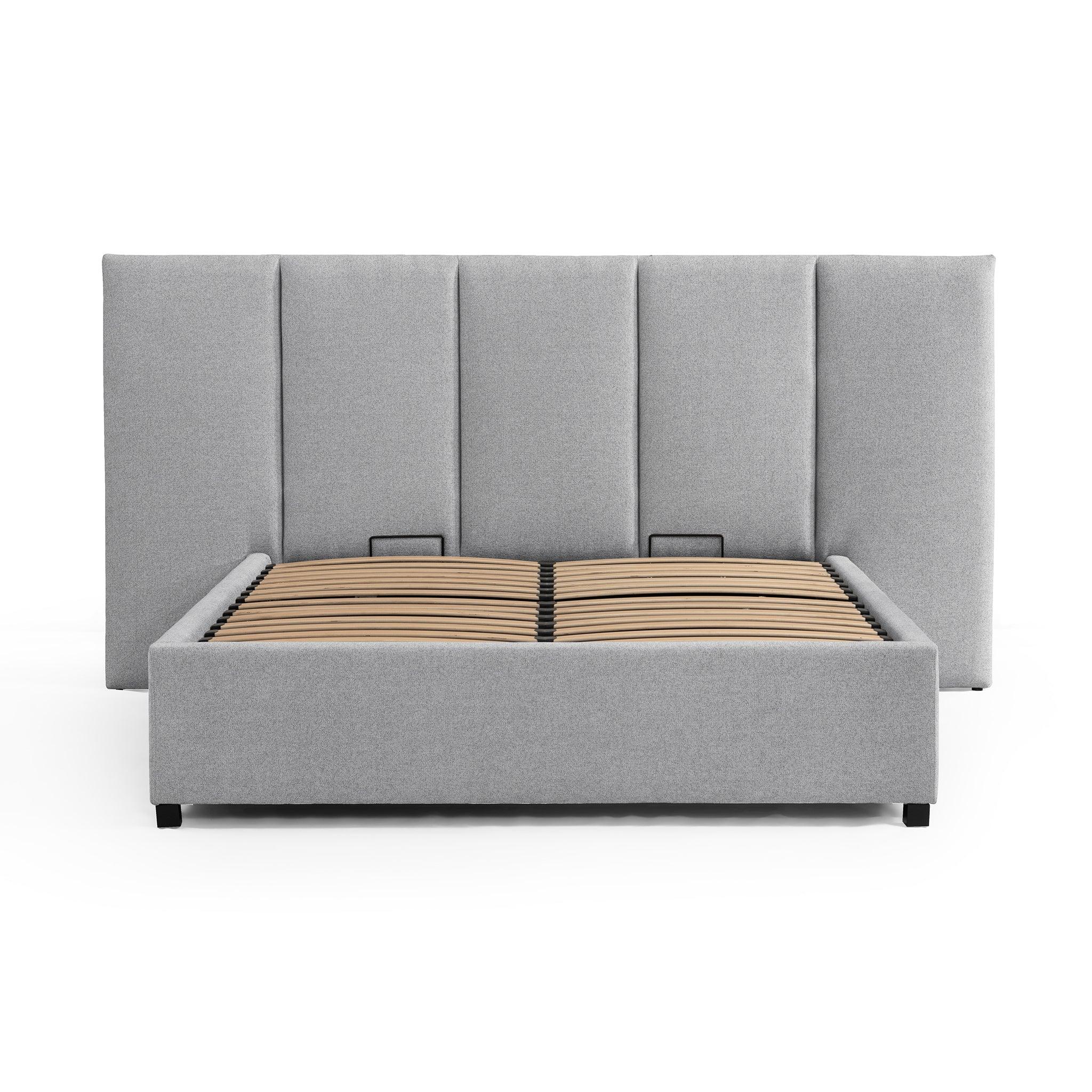 CBD8545-MI Queen Sized Bed Frame - Spec Grey with Storage - Furniture Castle