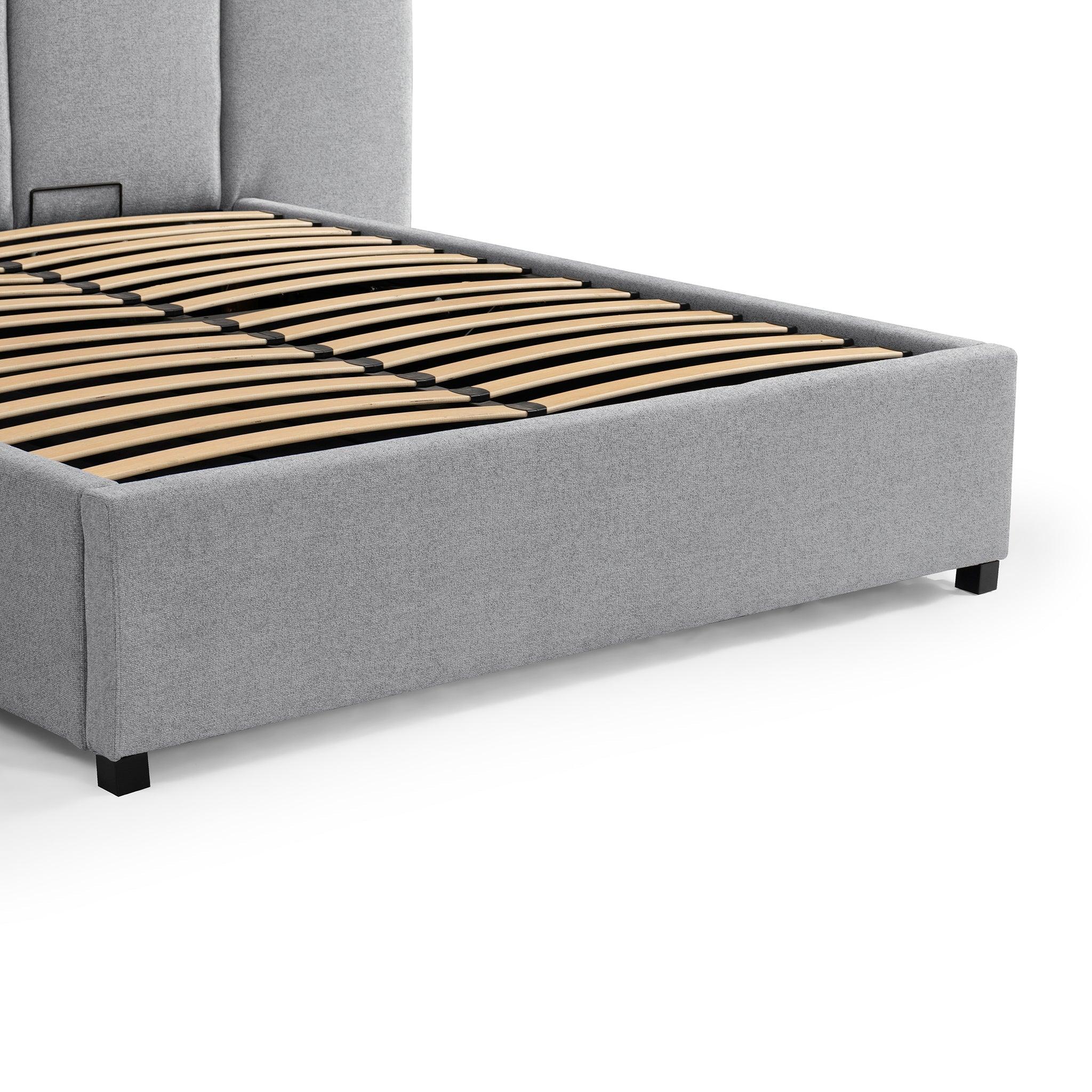 CBD8545-MI Queen Sized Bed Frame - Spec Grey with Storage - Furniture Castle