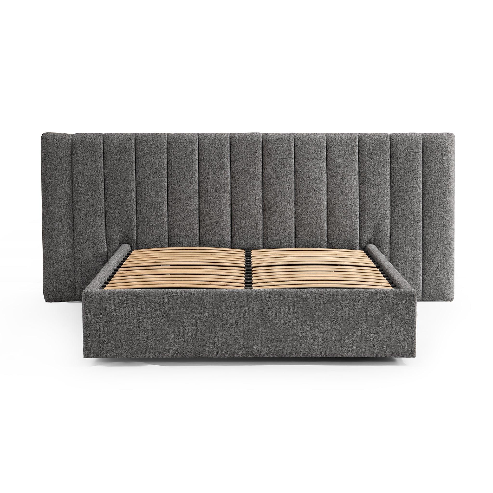 CBD8546-MI Wide Base King Bed Frame - Spec Charcoal with Storage - Furniture Castle