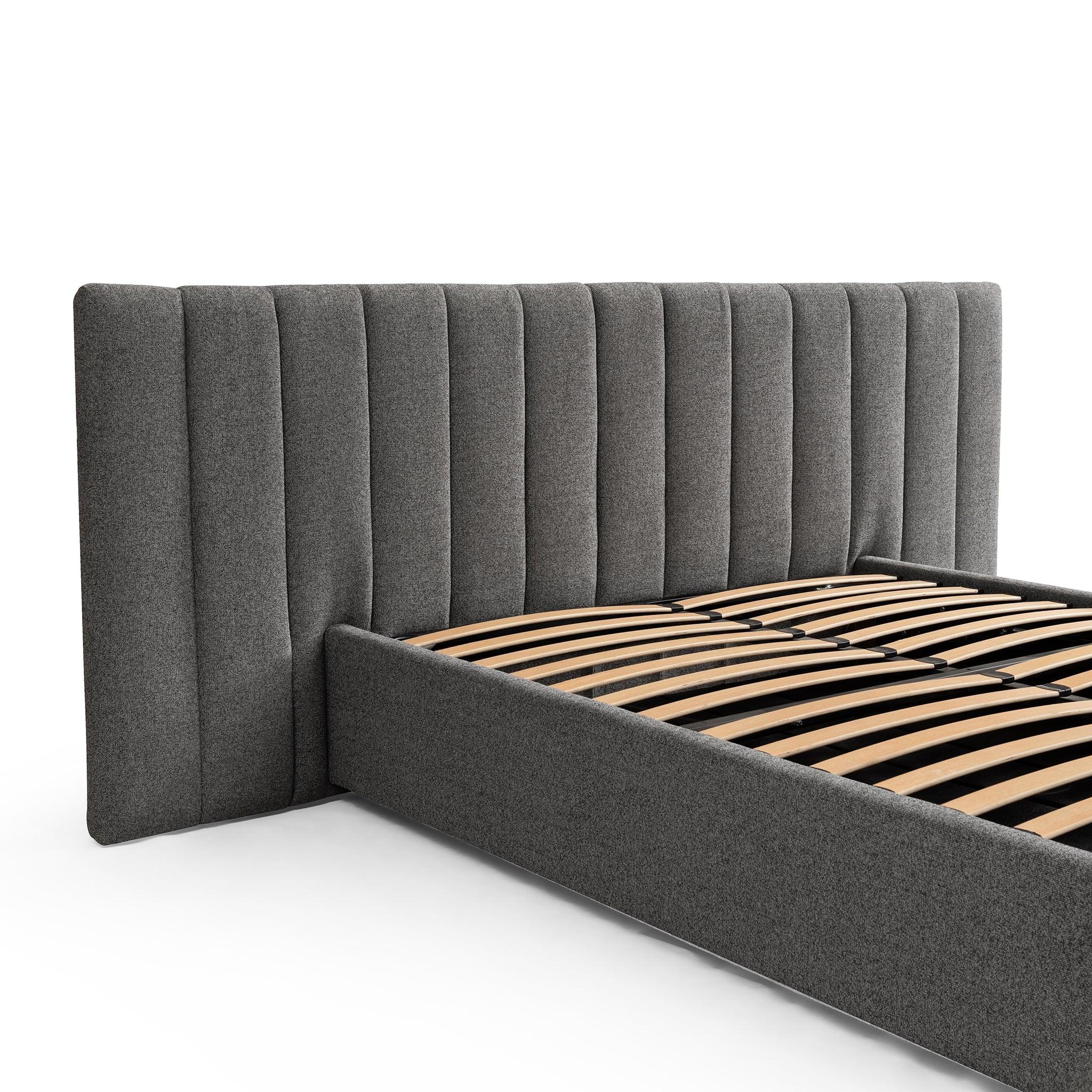 CBD8546-MI Wide Base King Bed Frame - Spec Charcoal with Storage - Furniture Castle