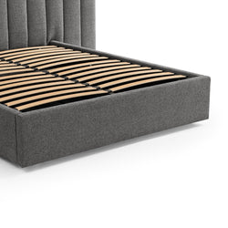 CBD8546-MI Wide Base King Bed Frame - Spec Charcoal with Storage - Furniture Castle