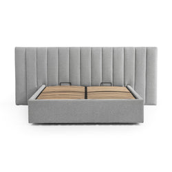 CBD8550-MI Wide Base Queen Bed Frame - Spec Grey with Storage - Furniture Castle
