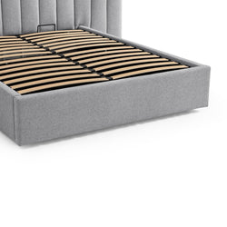 CBD8550-MI Wide Base Queen Bed Frame - Spec Grey with Storage - Furniture Castle