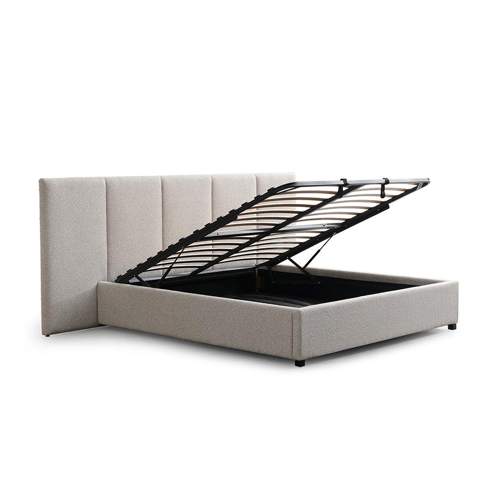 CBD8757-MI King Bed Frame - Clay Grey with Storage - Furniture Castle