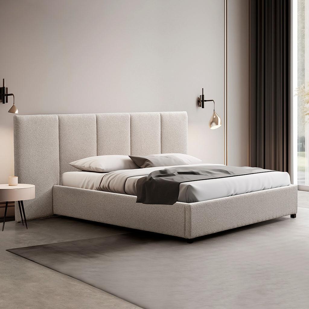 CBD8758-MI Queen Bed Frame - Clay Grey with Storage - Furniture Castle