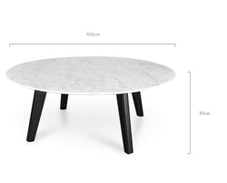 CCF2008-SD 100cm Marble Coffee Table with Black Legs - Furniture Castle