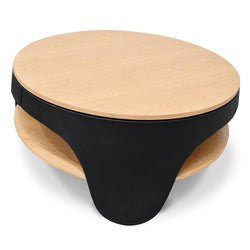 CCF2224-SD 82cm Round Coffee Table - Natural - Black - Furniture Castle