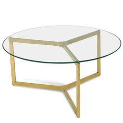 CCF2352-KS 85cm Glass Round Coffee Table - Gold Base - Furniture Castle