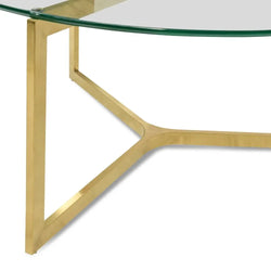 CCF2352-KS 85cm Glass Round Coffee Table - Gold Base - Furniture Castle