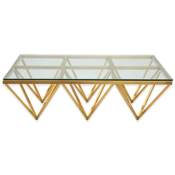 CCF2420-BS 1.2m Coffee Table - Glass Top - Brushed Gold Base - Furniture Castle