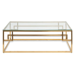 CCF2421-BS 1.2m Coffee Table - Glass Top - Brushed Gold Base - Furniture Castle