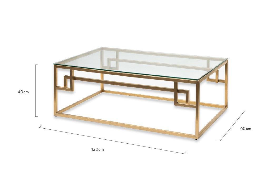 CCF2421-BS 1.2m Coffee Table - Glass Top - Brushed Gold Base - Furniture Castle