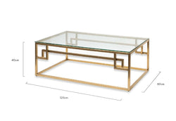 CCF2421-BS 1.2m Coffee Table - Glass Top - Brushed Gold Base - Furniture Castle