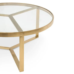 CCF2427-BS 90cm Coffee Table - Brushed Gold Base - Furniture Castle