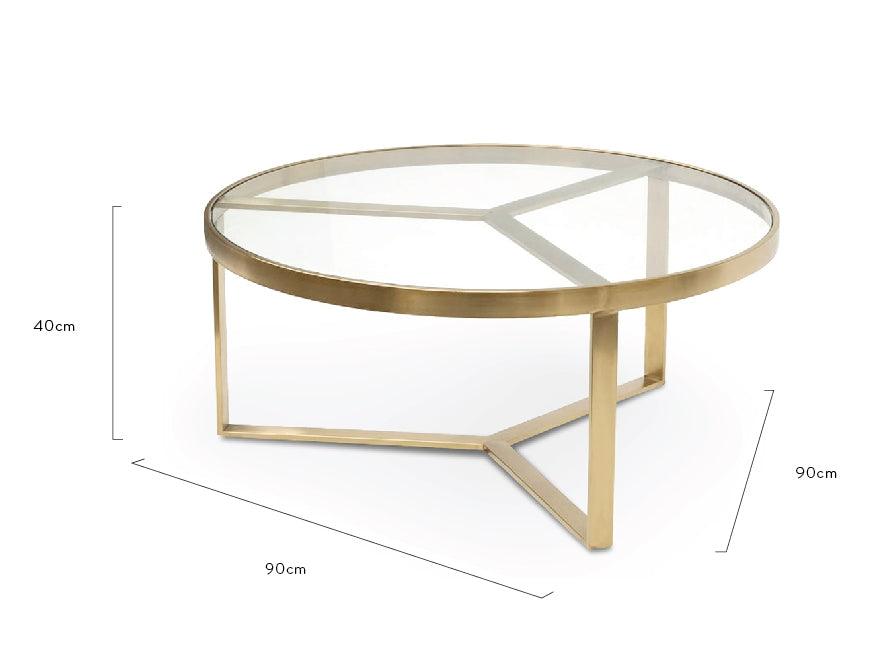 CCF2427-BS 90cm Coffee Table - Brushed Gold Base - Furniture Castle