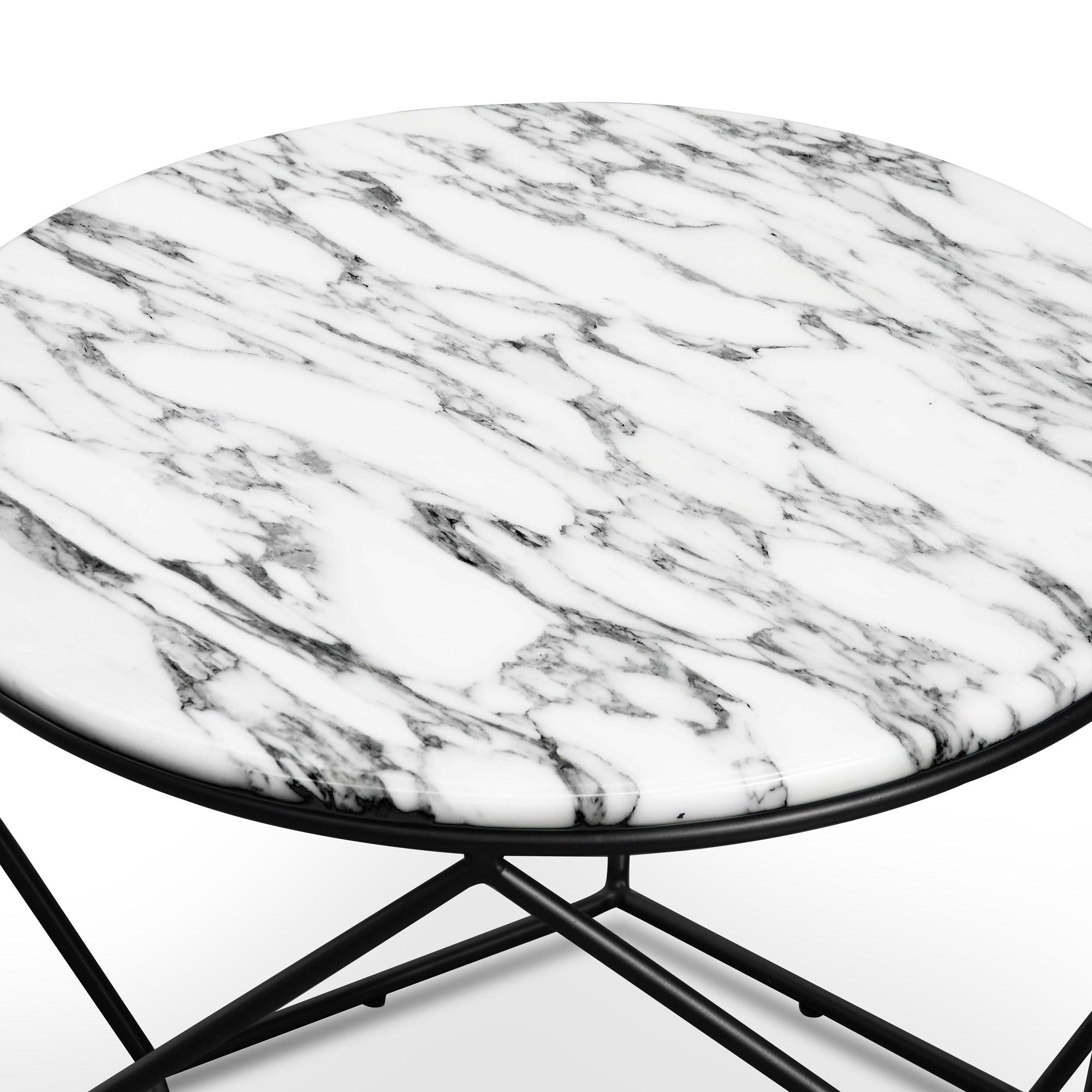 CCF2568-SU Marble 72cm Coffee Table - Matt Black Base - Furniture Castle