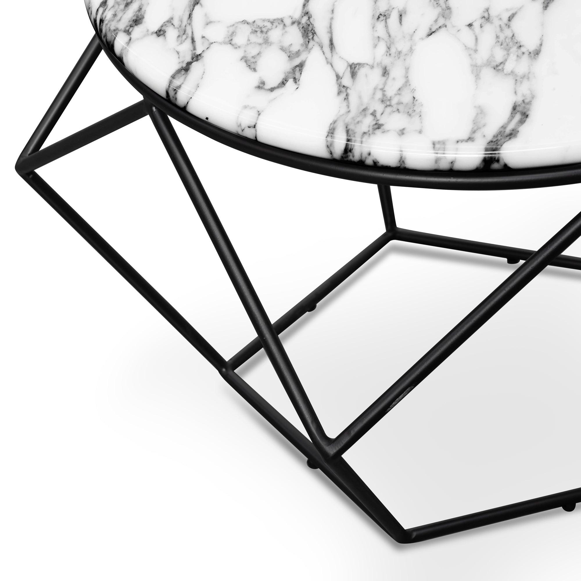 CCF2568-SU Marble 72cm Coffee Table - Matt Black Base - Furniture Castle