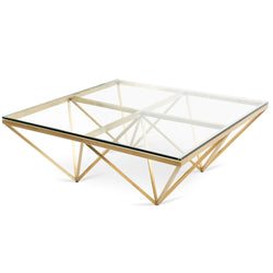 CCF2580-BS 1.05m Glass Coffee Table - Brushed Gold Base - Furniture Castle