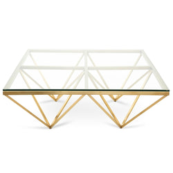 CCF2580-BS 1.05m Glass Coffee Table - Brushed Gold Base - Furniture Castle