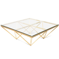 CCF2580-BS 1.05m Glass Coffee Table - Brushed Gold Base - Furniture Castle