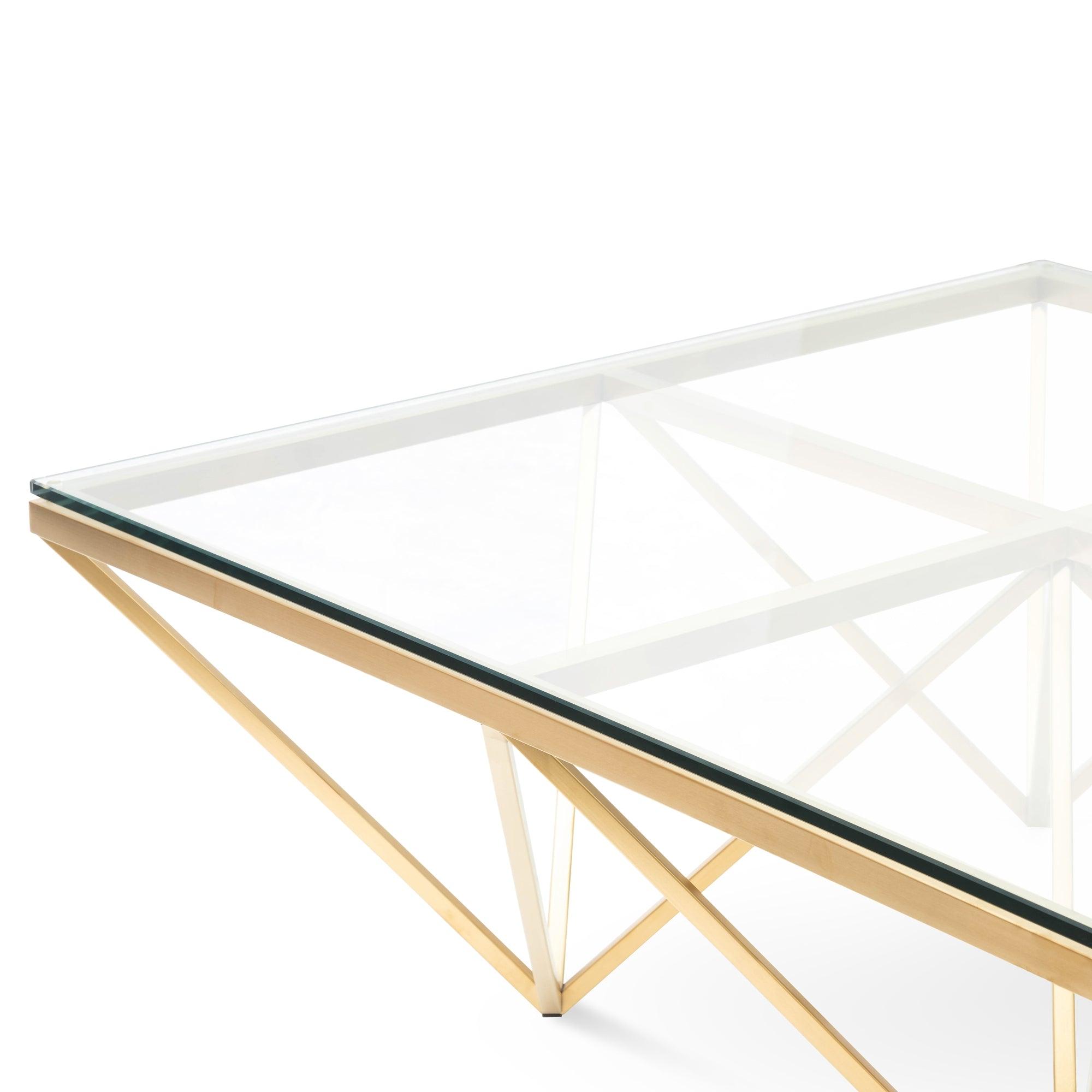 CCF2580-BS 1.05m Glass Coffee Table - Brushed Gold Base - Furniture Castle