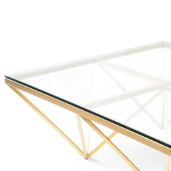 CCF2580-BS 1.05m Glass Coffee Table - Brushed Gold Base - Furniture Castle