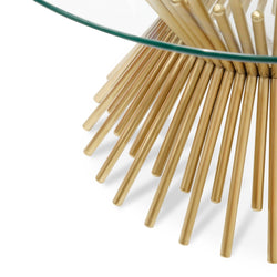 CCF2588-BS 90cm Glass Coffee Table - Brushed Gold Base - Furniture Castle