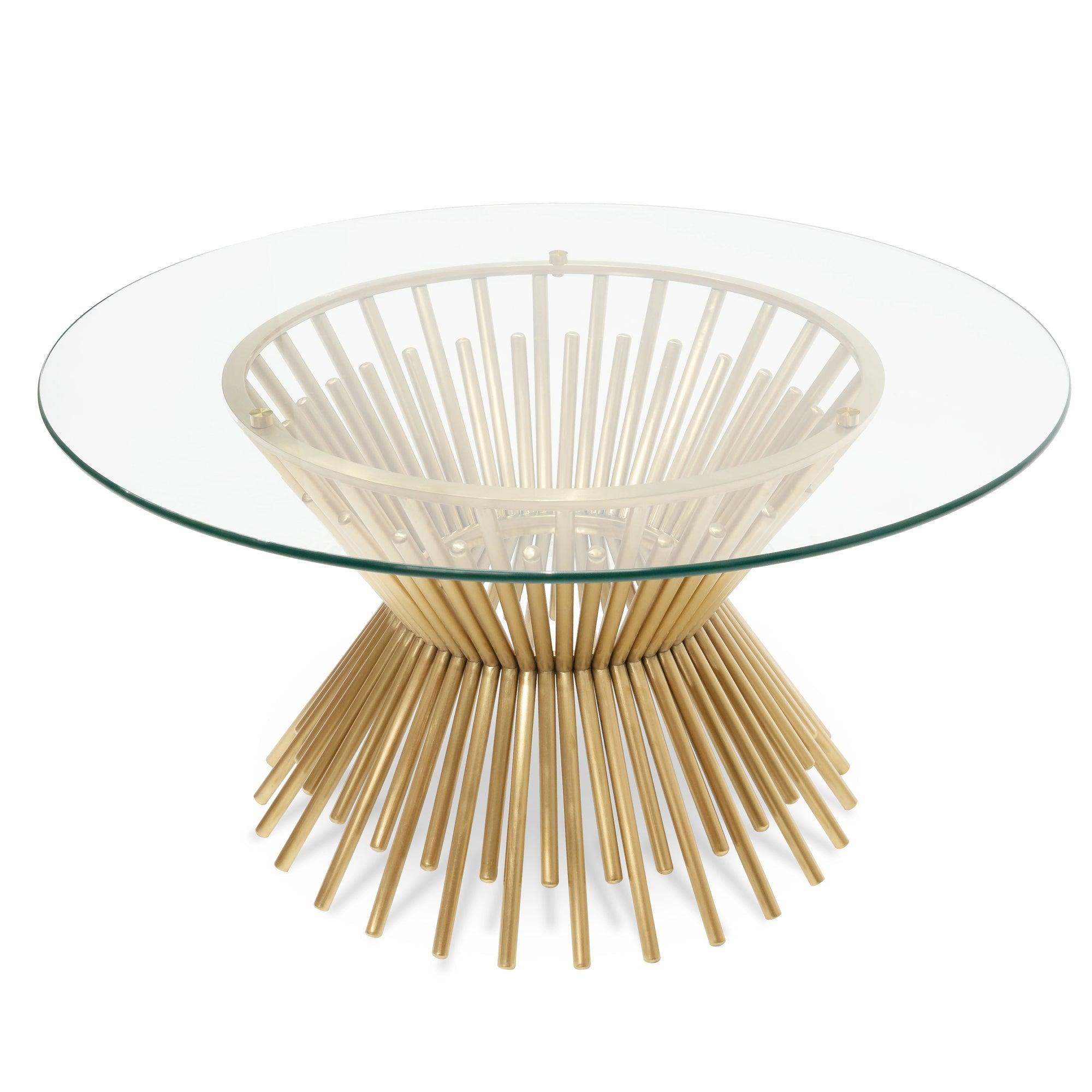 CCF2588-BS 90cm Glass Coffee Table - Brushed Gold Base - Furniture Castle