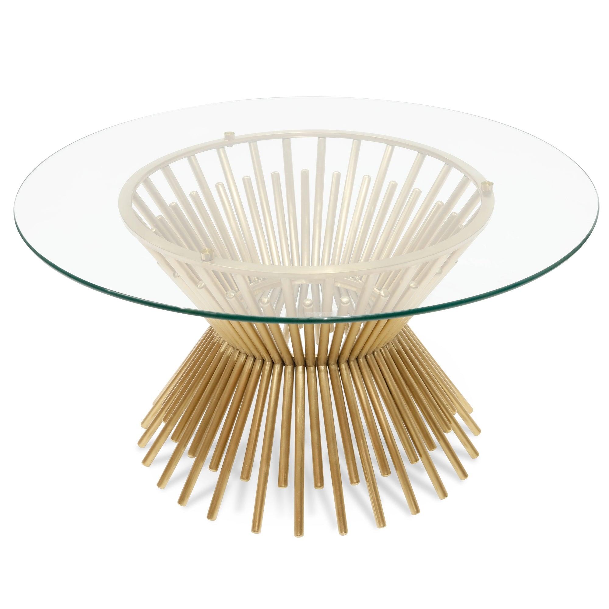 CCF2588-BS 90cm Glass Coffee Table - Brushed Gold Base - Furniture Castle