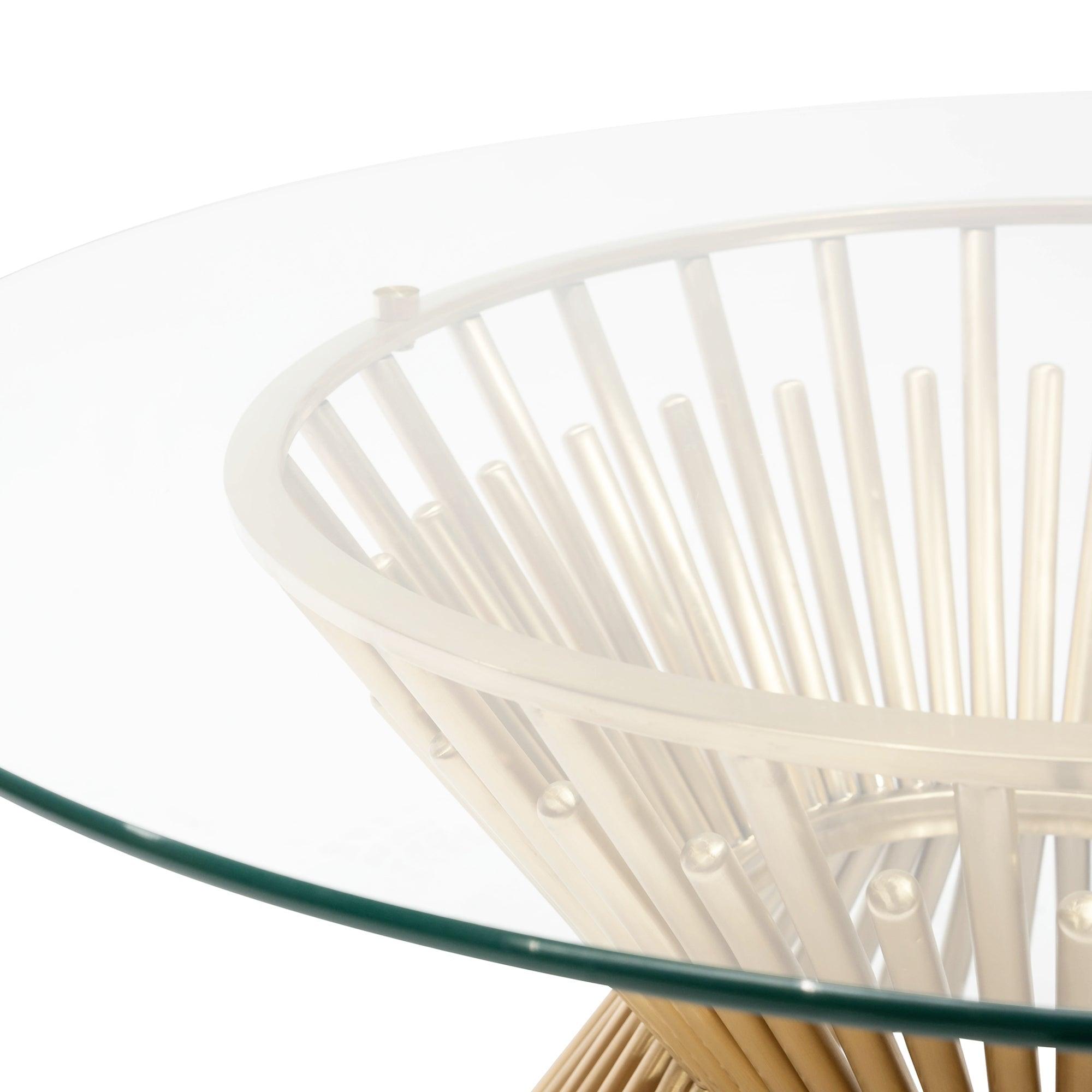 CCF2588-BS 90cm Glass Coffee Table - Brushed Gold Base - Furniture Castle