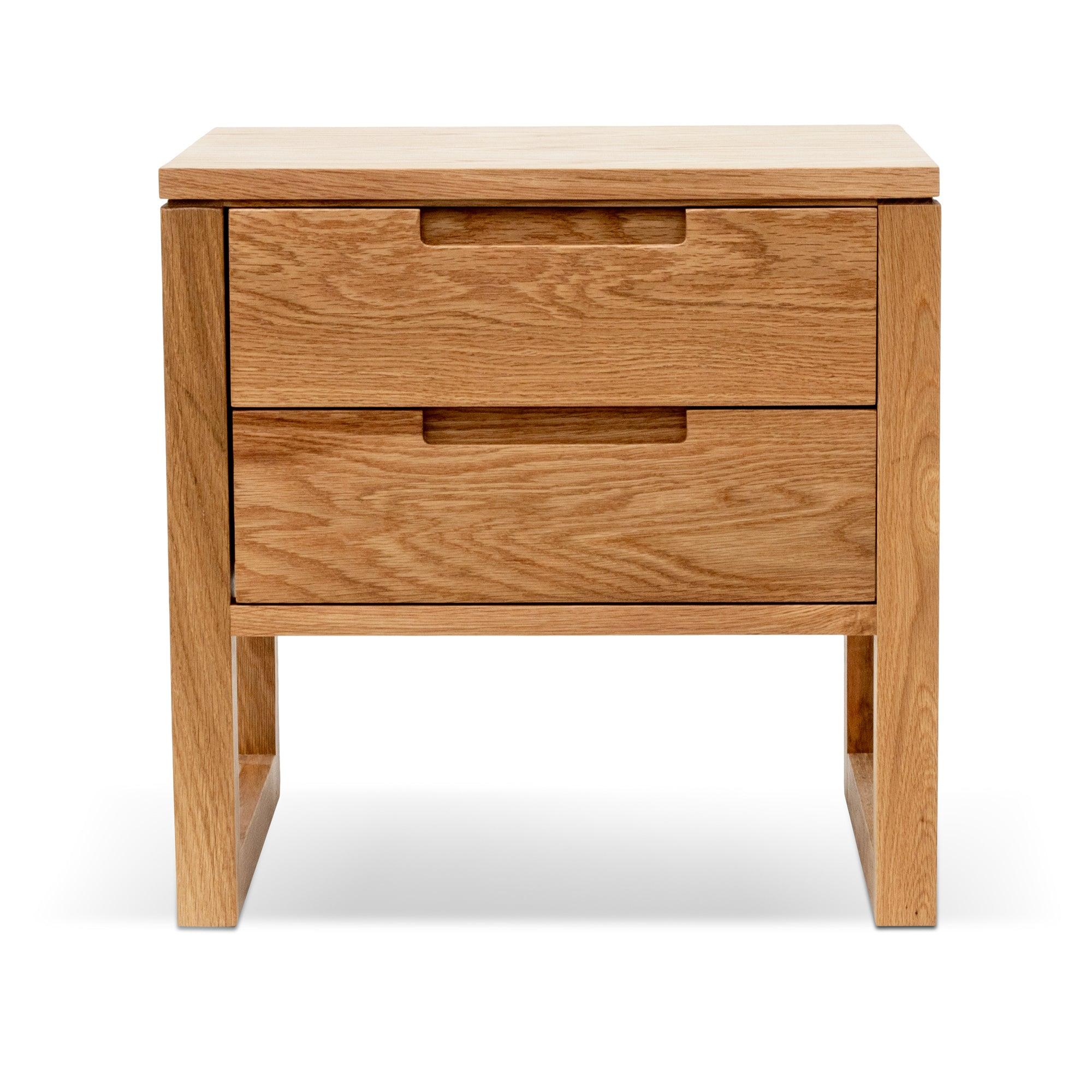 CCF490 2 Drawer Wooden Bedside Table - Natural Oak - Furniture Castle