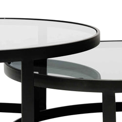 CCF6390-KS Nested Grey Glass Coffee Table - Black Base - Furniture Castle