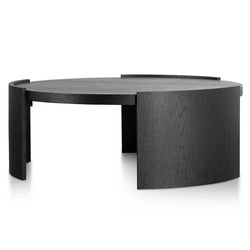CCF6416-CN 100cm Wooden Round Coffee Table - Black - Furniture Castle