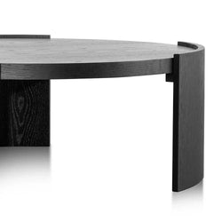 CCF6416-CN 100cm Wooden Round Coffee Table - Black - Furniture Castle