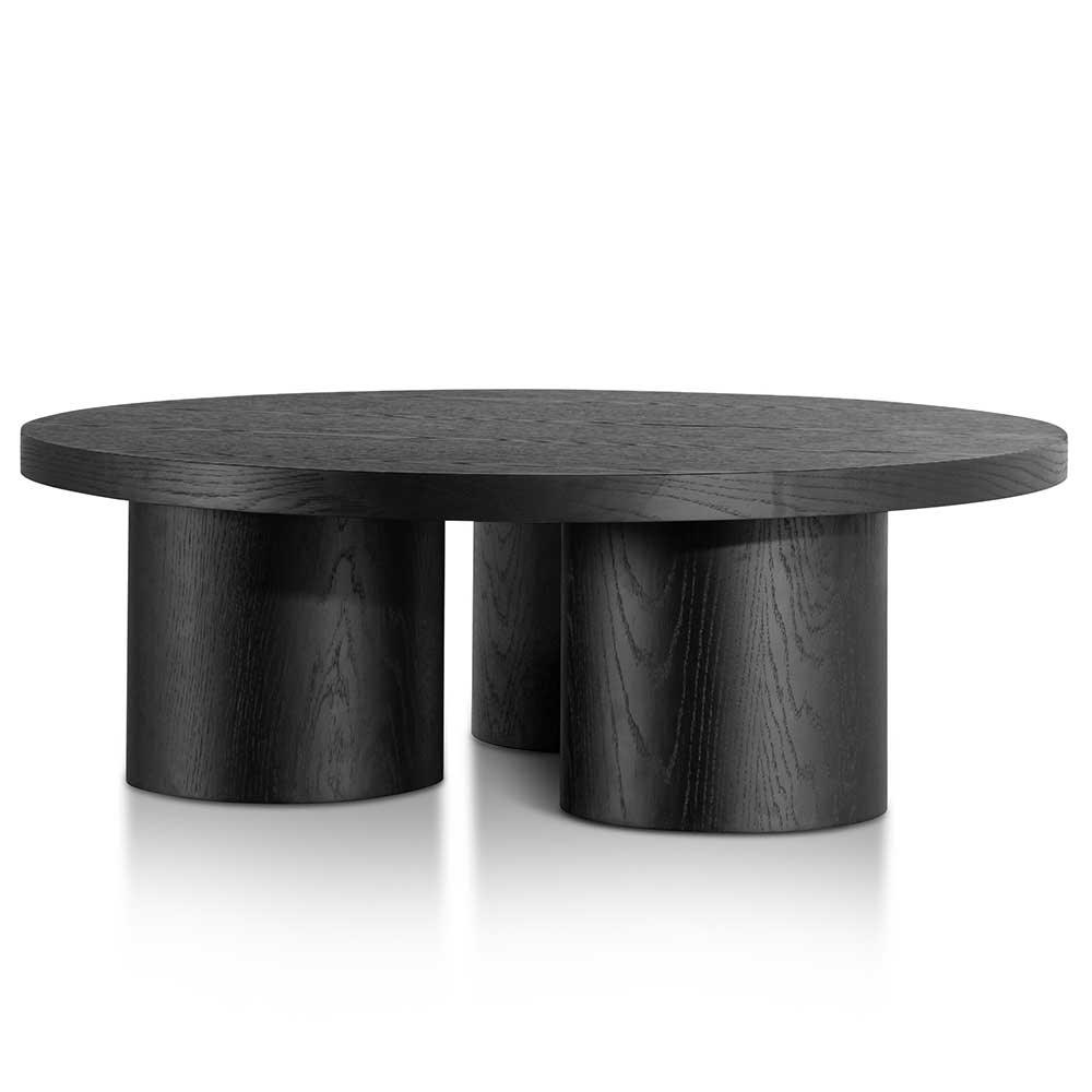 CCF6417-CN 100cm Wooden Round Coffee Table - Black - Furniture Castle