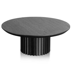 CCF6419-CN 90cm Wooden Round Coffee Table - Black - Furniture Castle