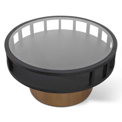 CCF6447-NI 86cm Round Black Coffee Table - Antique Golden Leg - Furniture Castle