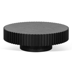 CCF6453-CN Oak Round Coffee Table - Black - Furniture Castle